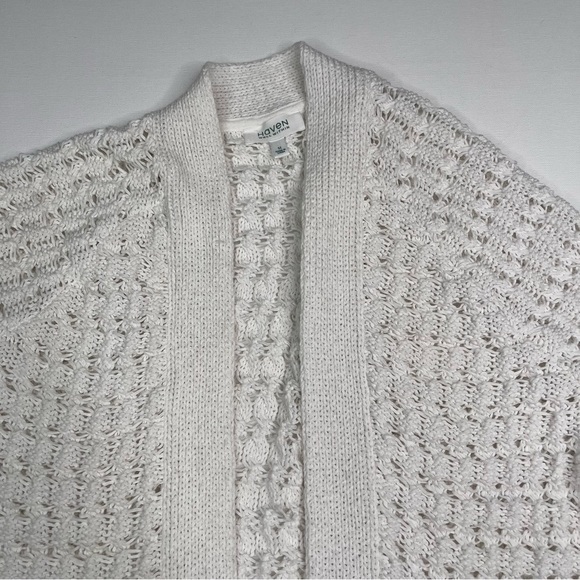 Haven Well Within Open Stitch Cardigan Sweater White Knit Beachy Boho Office - Picture 4 of 12